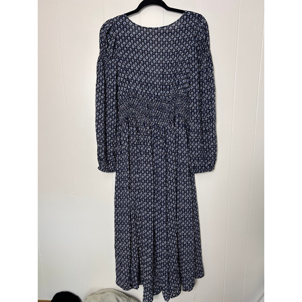 Free People Indigo Child Midi Dress Women S Navy Blue Floral Smocked Waist Boho - Picture 4 of 8